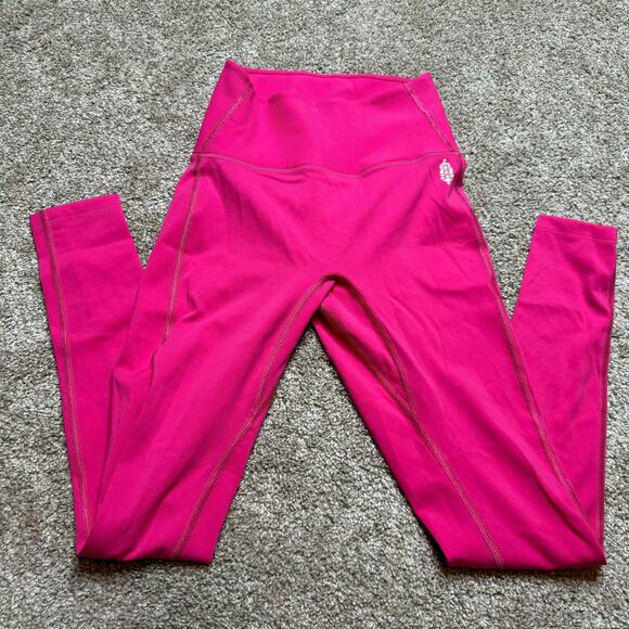 Free People Movement Hot Pink Ruched Leggings Size XS - Picture 2 of 4